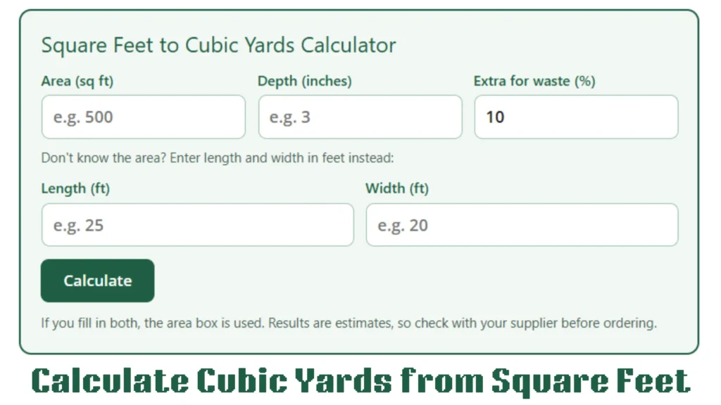 Calculate Cubic Yards from Square Feet