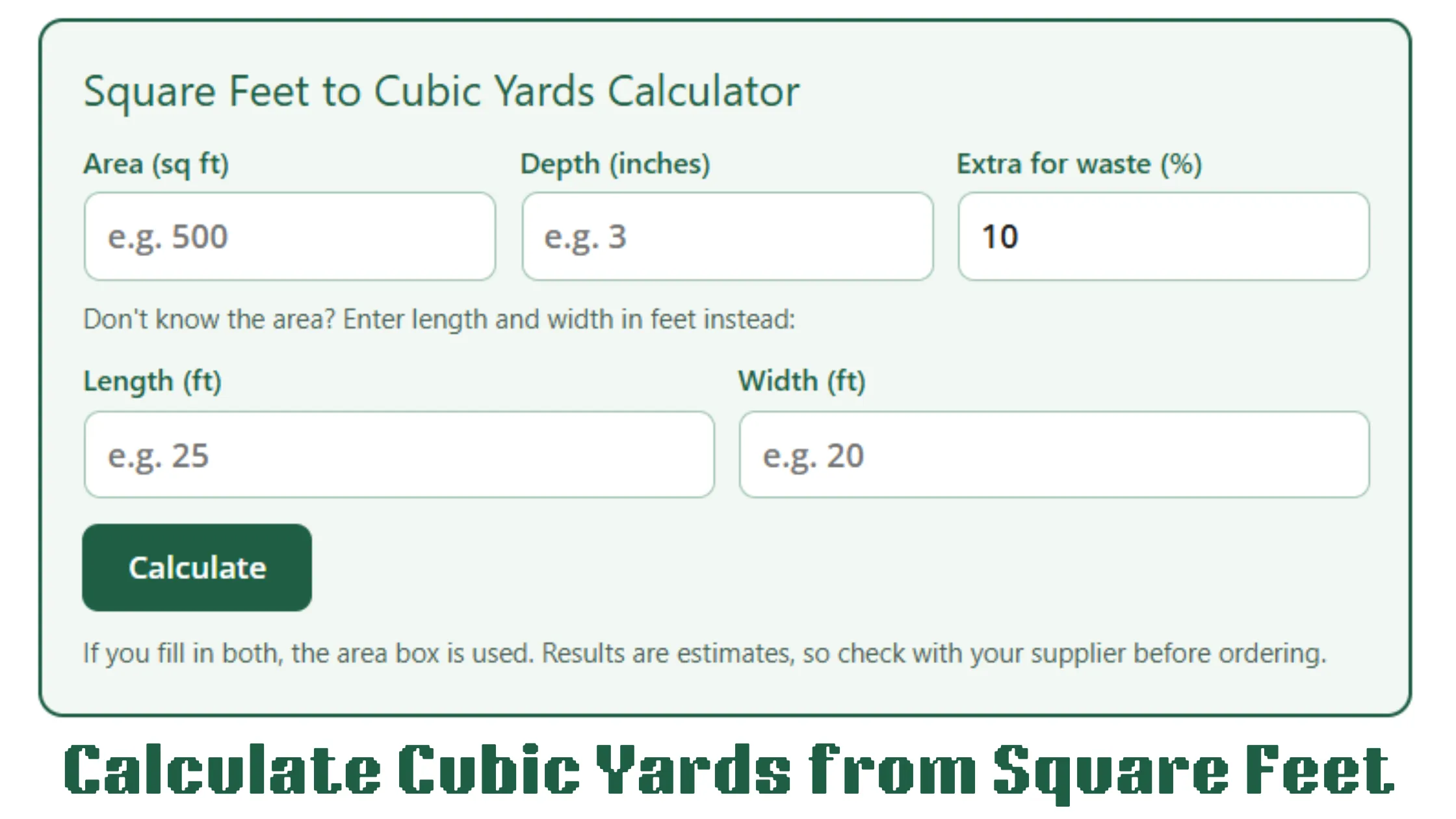 How to Calculate Cubic Yards from Square Feet